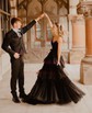 Ball Gown/Princess V-neck Tulle Glitter Sweep Train Prom Dresses With Tiered