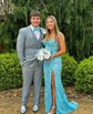 Sheath/Column Sweetheart Glitter Sweep Train Prom Dresses With Split Front