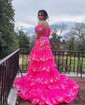 Trumpet/Mermaid Off-the-shoulder Tulle Sweep Train Prom Dresses With Appliques Lace