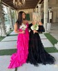 Ball Gown/Princess Off-the-shoulder Tulle Court Train Prom Dresses With Sashes / Ribbons