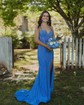 Trumpet/Mermaid V-neck Jersey Sweep Train Split Front Prom Dresses