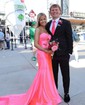 Trumpet/Mermaid Sweetheart Silk-like Satin Sweep Train Prom Dresses With Ruched