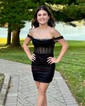 Corset Black Tight Glitter Off-The-Shoulder Homecoming Dresses