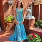 Trumpet/Mermaid V-neck Sequined Sweep Train Prom Dresses