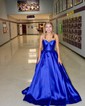 Ball Gown/Princess Sweetheart Satin Sweep Train Prom Dresses With Pockets