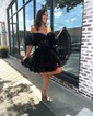 Elegant Skater Tulle Off-The-Shoulder Ruffle Homecoming Dresses