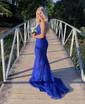 Mermaid Scoop Neck Tulle Prom Dresses With Appliques