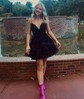 Glitter Black Skater Tiered Ruched Homecoming Dresses