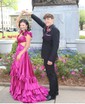 A-line V-neck Silk-like Satin Asymmetrical Prom Dresses With Ruffles