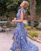 Trumpet/Mermaid Off-the-shoulder Tulle Sweep Train Prom Dresses With Appliques Lace