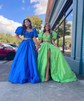 Ball Gown/Princess Square Neckline Satin Court Train Prom Dresses With Ruched