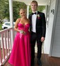 Ball Gown Sweetheart Satin Sweep Train Split Front Prom Dresses