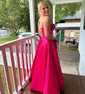 Ball Gown Sweetheart Satin Sweep Train Split Front Prom Dresses