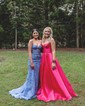 Ball Gown Sweetheart Satin Sweep Train Prom Dresses With Split Front