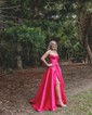 Ball Gown Sweetheart Satin Sweep Train Prom Dresses With Split Front