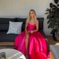 Ball Gown Sweetheart Satin Sweep Train Prom Dresses With Split Front