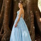 Ball Gown/Princess Sweetheart Lace Tulle Sweep Train Prom Dresses With Appliques Lace