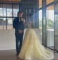 Ball Gown/Princess Sweetheart Tulle Sweep Train Prom Dresses With Appliques Lace