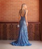 Trumpet/Mermaid V-neck Sequined Sweep Train Prom Dresses