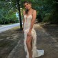 Sheath/Column Sweetheart Sequined Sweep Train Prom Dresses With Feathers / Fur