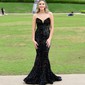 Trumpet/Mermaid Sweep Train V-neck Velvet Sequins Prom Dresses