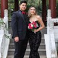 Trumpet/Mermaid Sweep Train V-neck Velvet Sequins Prom Dresses