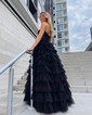 Ball Gown/Princess Sweetheart Tulle Sweep Train Prom Dresses With Tiered