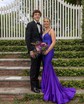 Trumpet/Mermaid V-neck Jersey Sweep Train Prom Dresses With Crystal Detailing