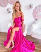 Trumpet/Mermaid Off-the-shoulder Silk-like Satin Sweep Train Prom Dresses With Ruched