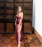 Sheath/Column Off-the-shoulder Silk-like Satin Floor-length Prom Dresses With Ruffles