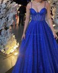 Ball Gown/Princess Sweetheart Glitter Floor-length Prom Dresses With Pockets