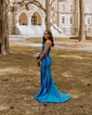 Trumpet/Mermaid Sweetheart Silk-like Satin Sweep Train Prom Dresses With Ruched