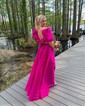 Ball Gown/Princess Off-the-shoulder Satin Sweep Train Prom Dresses With Ruched