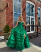 Ball Gown/Princess Sweetheart Tulle Sweep Train Prom Dresses With Tiered