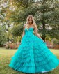 Ball Gown/Princess Sweetheart Tulle Floor-length Prom Dresses With Tiered