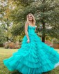 Ball Gown/Princess Sweetheart Tulle Floor-length Prom Dresses With Tiered