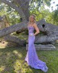 Trumpet/Mermaid Scoop Neck Tulle Glitter Sweep Train Prom Dresses With Beading