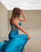 Trumpet/Mermaid Straight Silk-like Satin Sweep Train Prom Dresses With Ruched