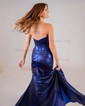 Trumpet/Mermaid Sweetheart Metallic Sweep Train Prom Dresses With Ruched