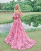 Ball Gown/Princess Off-the-shoulder Tulle Sweep Train Prom Dresses With Sashes / Ribbons