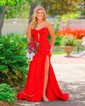 Trumpet/Mermaid Sweetheart Silk-like Satin Sweep Train Prom Dresses With Ruched