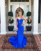 Trumpet/Mermaid V-neck Jersey Sweep Train Prom Dresses With Beading