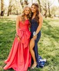 Trumpet/Mermaid V-neck Jersey Sweep Train Prom Dresses With Beading