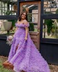 Ball Gown/Princess Off-the-shoulder Tulle Sweep Train Prom Dresses With Beading