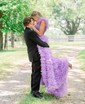 Ball Gown/Princess Off-the-shoulder Tulle Sweep Train Prom Dresses With Beading