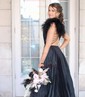 Ball Gown/Princess One Shoulder Silk-like Satin Floor-length Prom Dresses With Feathers / Fur