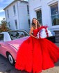 Ball Gown/Princess Sweetheart Tulle Court Train Prom Dresses With Appliques Lace