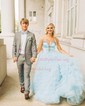 Ball Gown/Princess V-neck Tulle Floor-length Prom Dresses With Bow