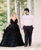 Ball Gown/Princess V-neck Tulle Glitter Sweep Train Prom Dresses With Tiered