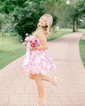 Cute Skater Chiffon Tiered Ruffle Homecoming Dresses